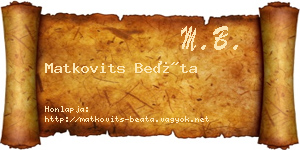 Matkovits Beáta névjegykártya