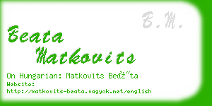beata matkovits business card